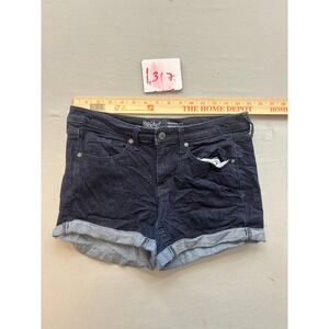 Mossimo Denim Mid-Rise Midi Shorts Dark Wash Cuffed Power Stretch Blue Size 4/27